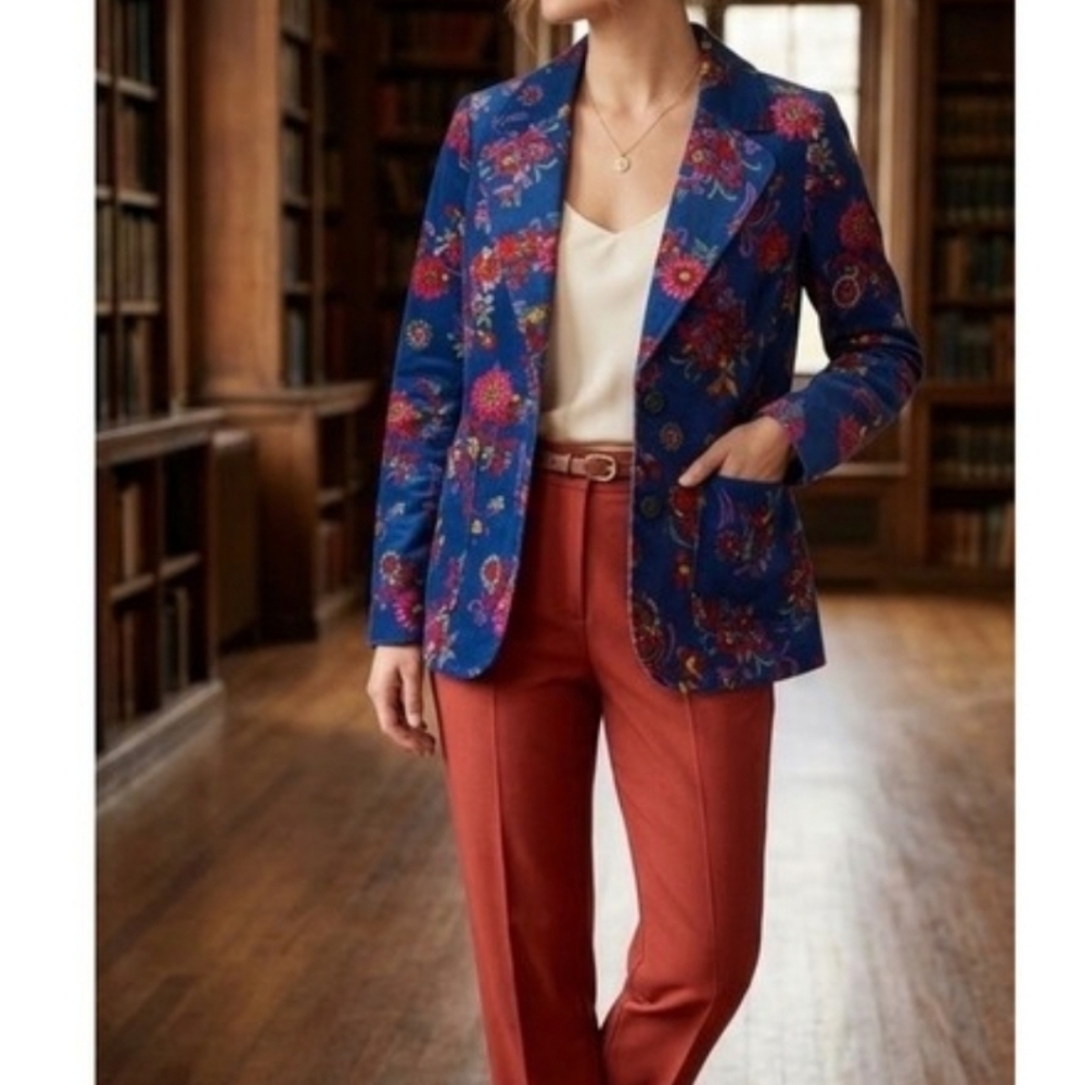 Modcloth Blue Floral Blazer Jacket - Picture 14 of 14
